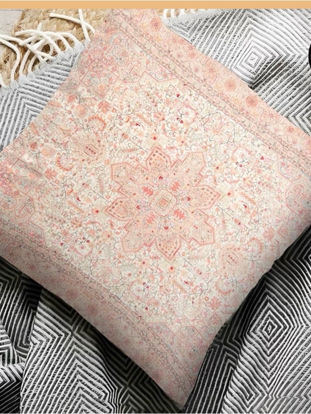 Pink Floral Medallion Decorative Throw Pillow Covers Colorful-2